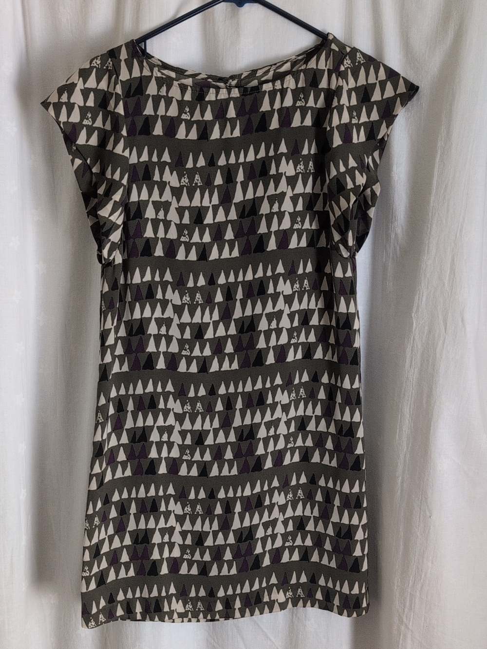 Sicily (Benetton) Cap Flutter Sleeve Geometric Shift Dress